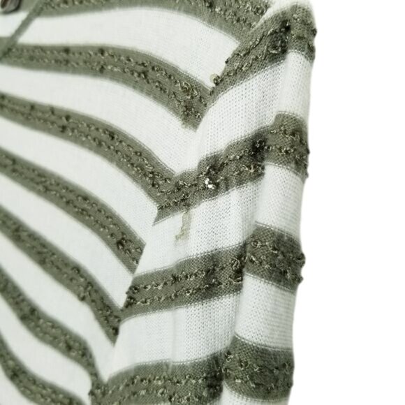 Chicos Womens Striped Long Sleeve‎ Top Size 3 (L) Green & White Sequin Accents - Picture 8 of 8